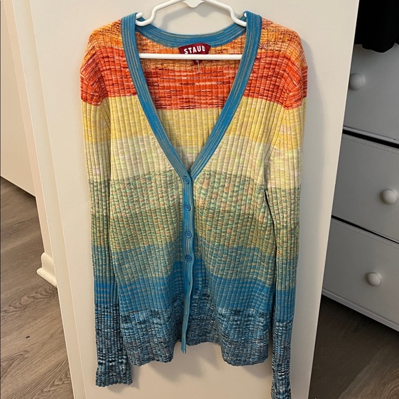 STAUD Colorful Ribbed Knit Cardigan - Picture 3 of 5
